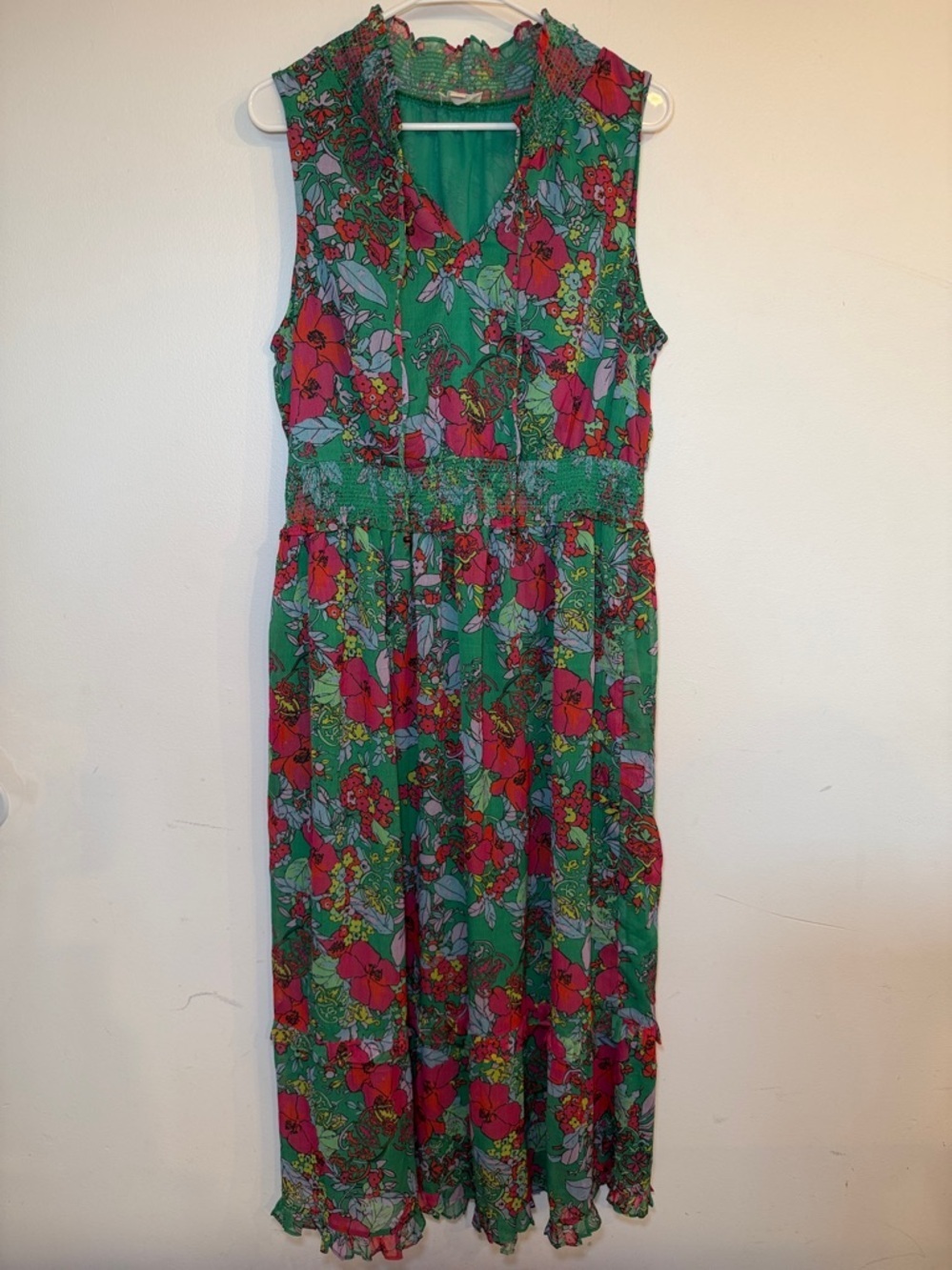 Roller Rabbit Ashbury‎ Floral Frida Maxi Dress Sleeveless Floral Green Sz Large - Picture 5 of 10